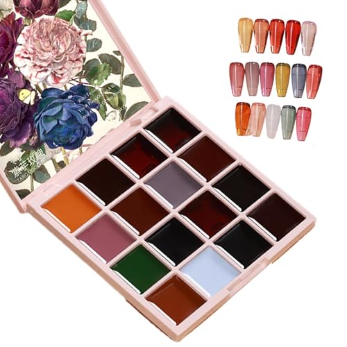 Women Nail Solid Gel Polish - 16 Colors Solid Gel Polish Nail Craft Jelly Palette | Jelly Gel Nail Polish Palette | Highly Gloss Manicure Gel Polish Long Lasting For Traveling, & Wedding von Generic