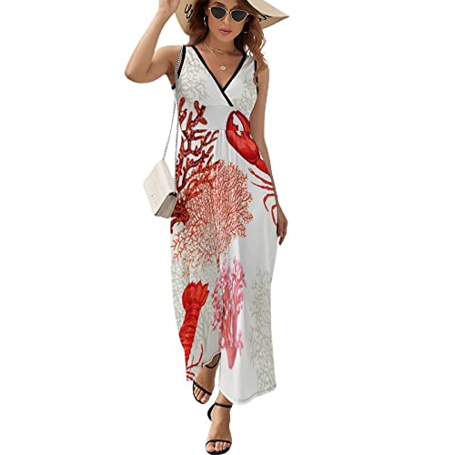 Women’S Dress Hummer Anker Korallen Flare-Kleid Mit Halber Ärmelpassform von Generic