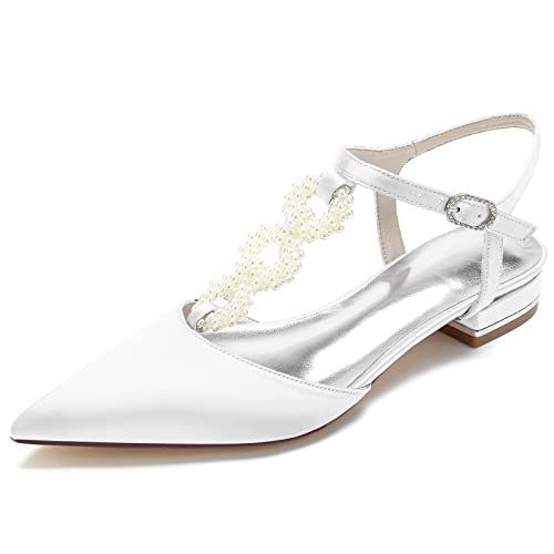 Women's Elegant Abend Flacheschuhe Bridal Hochteits Flache Schuche Pointed Toe Party Dress Shoes 2.5Cm,Weiß,43 EU Women's Elegant Abend Flacheschuhe Bridal Hochteits Flache Schuche Pointed Toe Party Dress Shoes 2.5Cm,Weiß,43 EU von Generic