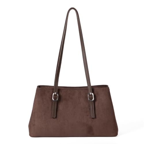 Women's Slouchy Vintage Suede Tote Bag,Slouchy Shoulder Purse with Top Handle,Trendy Underarm Bag for Fall & Winter (Coffee) von Generic