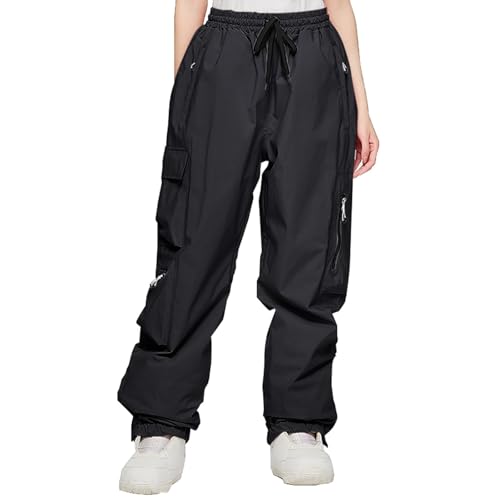 Women's Snow Season Outdoor Windproof Warm Thick American Snowboard Pants Stoffhose Damen Schwarz Stretch Damen Hose Mit (Black, S) von Generic