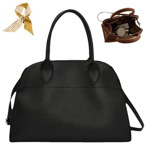 Women's Suede Purse Vintage Top Handle Bag,Large Capacity Suede Tote Bags,Women Soft Commuting Faux Leather Casual Handle Bag (Black, Large) von Generic