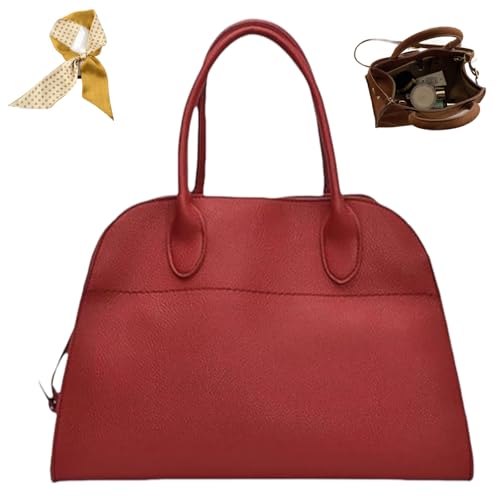 Women's Suede Purse Vintage Top Handle Bag,Large Capacity Suede Tote Bags,Women Soft Commuting Faux Leather Casual Handle Bag (Red, Large) von Generic