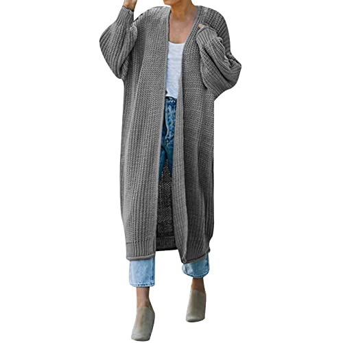 Womens Cardigans Autumn Solid Color V Neck Open Front Outerwear with Pocket Long Sleeve Loose Fit Knit Sweater Coat Elegant Versatile Jumpers Clothes A-183 von Generic