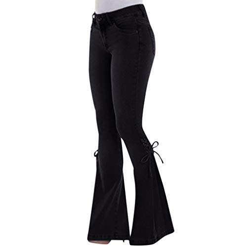 Womens Flared Jeans Regular Fit High Waisted Denim Pants Fall Winter Bow Trousers Bootcut Jeans with Pockets Clothes A-13 von Generic