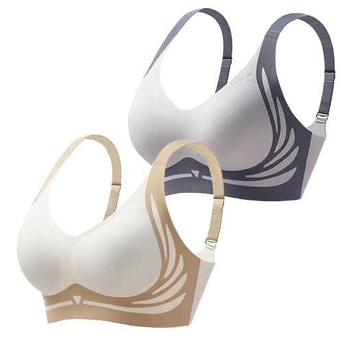 Womens Strech Ohne Buegel Push up Yoga Sports BH Bra Top Set Fuer Fitnesstraining Polsterung 2er Pack Damen BH Ohne Bügel von Generic