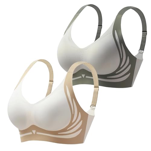 Generic Womens Strech Ohne Buegel Push up Yoga Sports BH Bra Top Set Fuer Fitnesstraining Polsterung 2er Pack Damen BH Ohne Bügel von Generic
