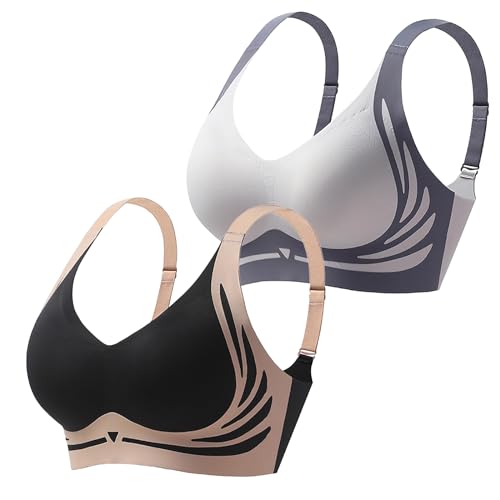Womens Strech Ohne Buegel Push up Yoga Sports BH Bra Top Set Fuer Fitnesstraining Polsterung 2er Pack Damen BH Ohne Bügel von Generic