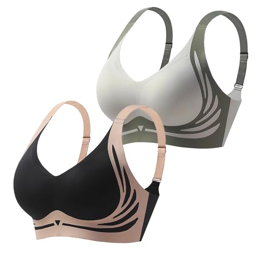 Womens Strech Ohne Buegel Push up Yoga Sports BH Bra Top Set Fuer Fitnesstraining Polsterung 2er Pack Damen BH Ohne Bügel von Generic