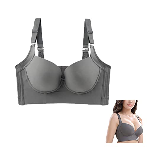 Woobilly Deep Cup Bra Hide Back Fat, Women's Filifit Sculpting Uplift Bra Fashion Deep Cup Bra Full Back Coverage Hide Bra (Grey, 50/115FG) von Generic