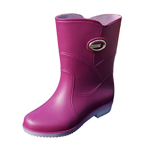 Working Custom Gummistiefel Herren PVC Gummistiefel Regenstiefel Jogginganzug Damen Große Größen Damenschuhe Mit Klettverschluss (Purple, 39) von Generic