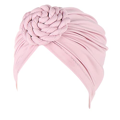 Wrap Flower Hair Turban Cap Cancer Headwear Head Cover Cap Braids Ethno Turban Hut Bohemian Heardband Hair Band Wire (3-Pink, One Size) von Generic