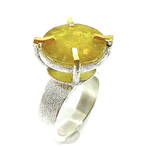 Wunderschöner Ring mit großem, grossartigem Mali-Granat, 15,94 mm x 7,87 mm (15,53 Karat), Sterlingsilber mit Klauen aus massivem 18-karätigem Gold., Stein, Granat von Generic