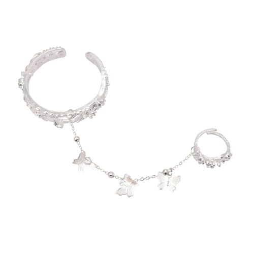 XHBTS Butterfly Ring Armreif Handkette Armband Hollow Rose Open Bangle Armband Handschmuck Xie Lian Kostüm Paar Zubehör und Aufkleber von Generic