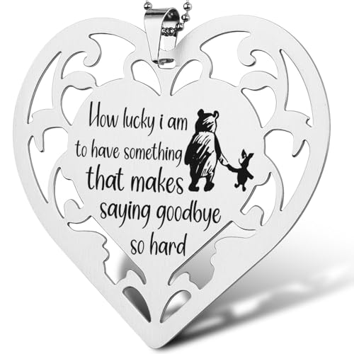 XXU4 Edelstahl-Herz-Ornament mit Aufschrift "How Lucky I Am to Have Someething...", von Pooh inspirierter hohler Anhänger zum Aufhängen, sentimentales Abschiedsgeschenk für Freund, Kollegen oder von Generic