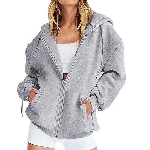 Y2K Zip Hoodie Damen Kapuzenjacke Kapuzenpullover Vintage Oversize Sweatjacke Sweatshirt College Jacke Übergangsjacke Zip Hoodie Hoody mit Kapuze von Generic