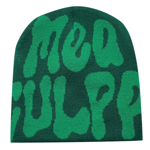 Y2k Beanie Mütze Herren Damen Teenager Y2k Cap Winter Knit Skater Beanie Mütze Hip Hop Strickmützen Baumwolle Mützen Pink Harajuku Y2k Beanie Cap Hat von Generic