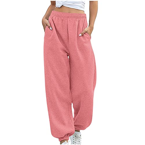 Y2k Hose Damen Baggy Jogginghose Sporthose Damen Lang Parachute Pants High Waist Loose Fit Elastischer Bund FreizeithoseTeenager Mädchen Yoga Hosen Traininghose Sweathose mit Taschen von Generic