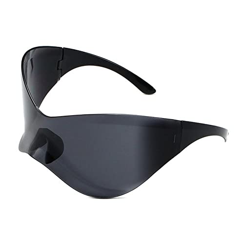 Y2k Silber Sport Sonnenbrille Futuristische Sonnenbrille Übergroße Punk Goggle Sonnenbrille Randlose Frauen Männer Brillen Schattierungen von Generic
