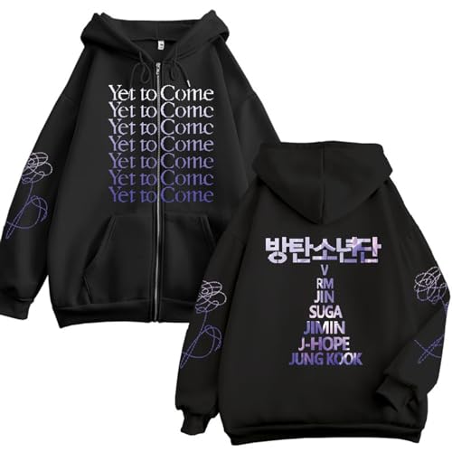 YET TO COME Sweatshirt Mit Reißverschluss, J-HOPE JIN JUNGKOOK JIMIN RM SUGA V Unisex-Cardigan(Color:Black-all thin,Size:XXL) von Generic