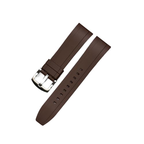 YGUKOJ Quick Release Watch Bands Premium Grad Silikon-Gummi-Uhr-Träger 20mm 22mm 24mm wasserdichte Passform for Männer Frauen Uhren Zubehör(Brown silver,20mm) von Generic