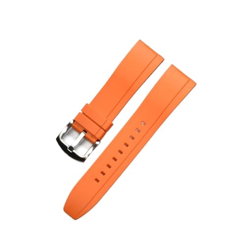 YGUKOJ Quick Release Watch Bands Premium Grad Silikon-Gummi-Uhr-Träger 20mm 22mm 24mm wasserdichte Passform for Männer Frauen Uhren Zubehör(Orange silver,20mm) von Generic