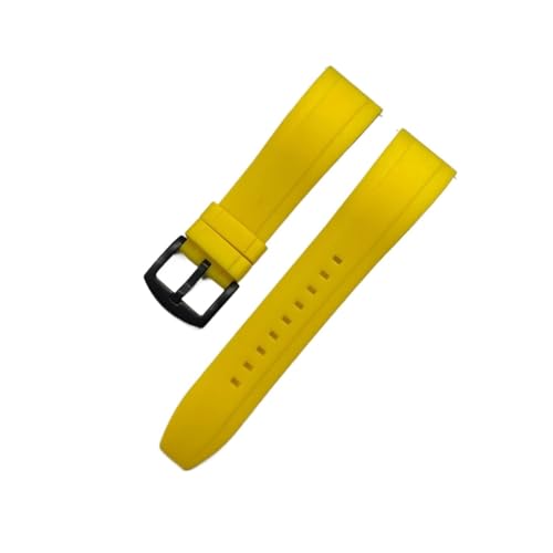 YGUKOJ Quick Release Watch Bands Premium Grad Silikon-Gummi-Uhr-Träger 20mm 22mm 24mm wasserdichte Passform for Männer Frauen Uhren Zubehör(Yellow black,22mm) von Generic