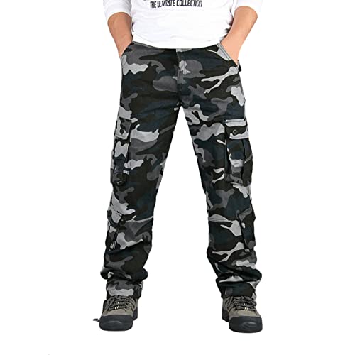 YIQIANYI Herren Camouflage Outdoor Freizeithose Mehrere Taschen Overalls Taschenhose Große Freizeithose Hose Hosen Herren Beige Hosen Business Hosen Baumwolle Hosen Bootcut Hosen Herren Breit von Generic