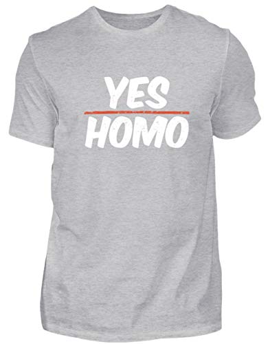 Yes, Homo - Homosexuelle, Schwul, Gay, Stolz, Männer, Selbstbewusst, Pride, Selbstgefühl - Herren Shirt -M-Grau (Meliert) von Generic