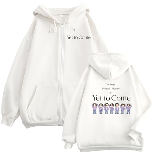 Yet to Come Reißverschluss-Kapuzenpullover, Süße Sweatshirts J-Hope JIN Jungkook Jimin RM SU.GA V Unisex-Cardigan(White-Thick,M) von Generic
