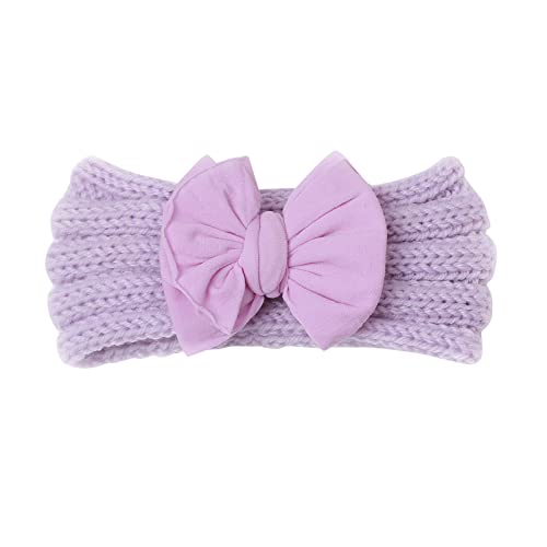 Yoga Stirnbänder für Kleinkind Kleinkind Baby Jungen Mädchen gestrickt Color Block Bowknot Haarband Kopfbedeckung Stirnband (Purple, One Size) von Generic