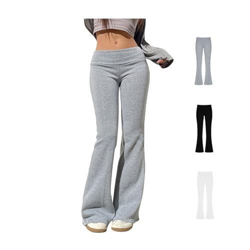 Yogahose Damen Bootcut Schlaghose Fitness Sporthose V-Form mit Taschen Freizeithose Gym Workout Jogging Trainingshose von Generic
