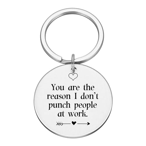 You are the reason I don't punch people at work keychain, friend gift, co-worker gift, different, Christmas, work wife, work friend, fun #K56, silver, medium von Generic