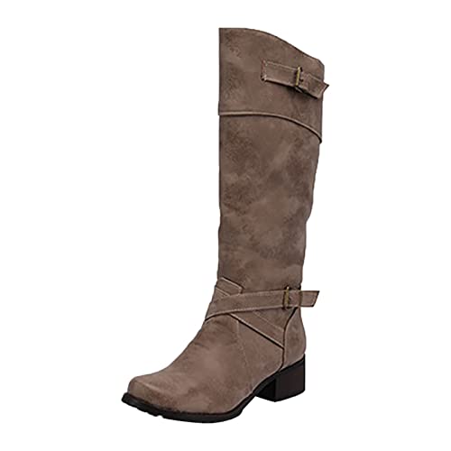 Young Spirit Damen mit hohen Absätzen und Gürtelschnalle für Damen im Herbst und Winter 2022 Damen Schuhe Silber Glitzer (Khaki-4, 41) von Generic