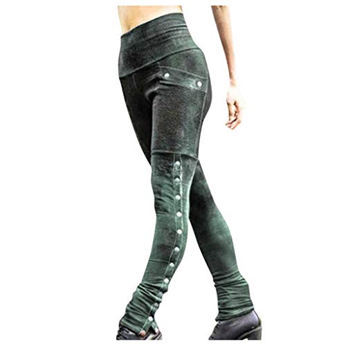ZHAWEIYC Damen Gothic Leggings Günstig Vintage Steampunk Hose Skinny Distressed Patchwork High Waisted Pencil Damenhosen von Generic