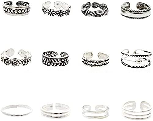 Zehenring Zehenring Pinky Ring Verstellbarer Knöchelring Zehenring Ornament Damen Accessoire 12er Set Schön und geschickt von Generic
