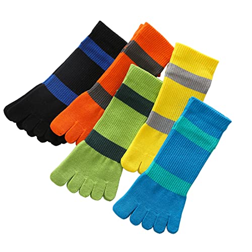 Zehensocken aus Baumwolle, 5 Paar, atmungsaktiv, bequem, für Sport, Laufen, Fünf-Finger-Socken für Herren, Mehrfarbig, 5 Paar von Generic