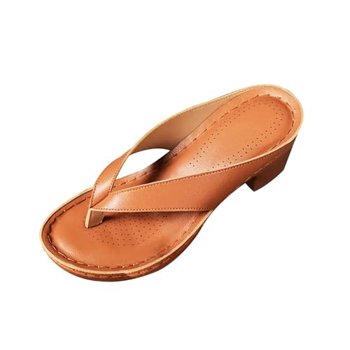Zehentrenner Sandalen Damen mit Absatz Plateau Pantoletten Sommer Flip Flops Elegant Hausschuhe Toe Split Sommerschuhe Strandschuhe Bequem Slipper Rutschfeste Flipflop Schuhe Strand von Generic