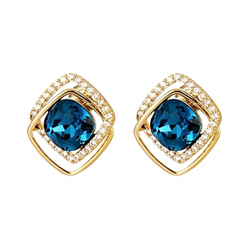 Zirkon Blue Diamond Ohrringe für Teen Girls Minimalist Piercing Studs Trendy Ohrringe Indischer Ohrringe (Gold, One Size) von Generic