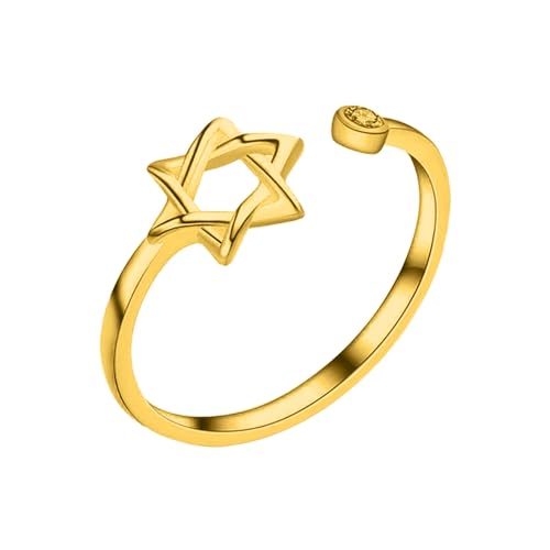 -Zirkon-Ring für Frauen, schlichter Magen-David-Ring, verstellbarer Schmuck WhU478 (B, One Size) von Generic