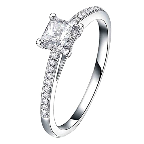 Zirkon-personalisierte Frauen-Ring-Prinzessin-Verlobungsringe Back Ringe Verschiedene Größen (Silver, 10) von Generic