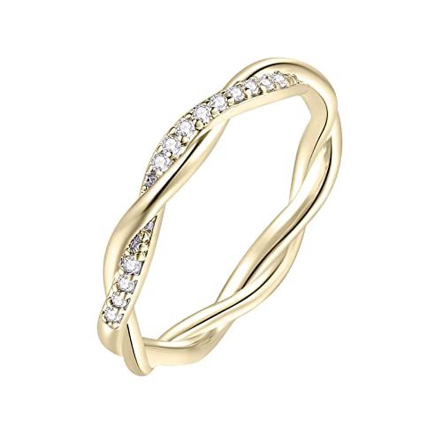 Zirkonia Mujer Anillos Frauen Mode Damen Frauen Kreuzwunde Mode Ringe Ringe Diamant Ring Chunky Silber Ring, gold, 9 von Generic
