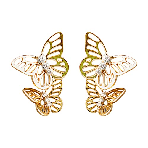 Zirkonia Schmetterling Ohrringe für Teenager Mädchen Minimalistische Piercing Ohrstecker Trendy Ohrringe Damen Kostüm Ohrringe, gold, Einheitsgröße von Generic