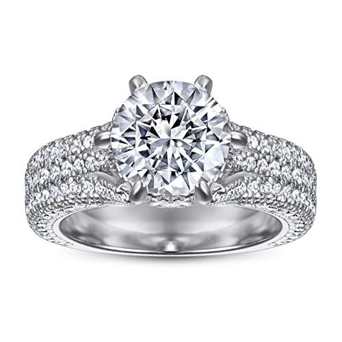 Zirkonia-Verlobungsring | Runder Brillantschliff 925 Sterling Silber Verlobungsring Trauringe Brautsets von Generic