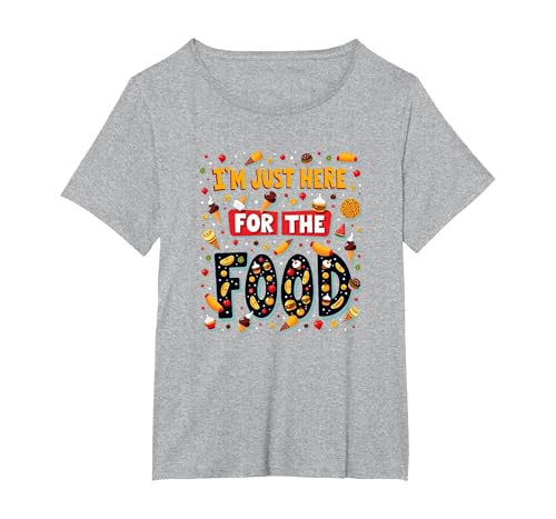 Zitat I'm Just Here for The Food Foodie T-Shirt, Damen Große Größen, Grau Meliert, 4X von Generic