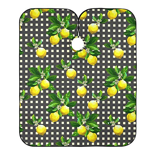 Zitrone Citrus Buffalo Plaid Kariert Frisörumhang Waschbar Friseurumhänge Haar Schmutzabweisend Haarschneideumhang Für Friseur Friseursalon Mädchen 140X168Cm von Generic
