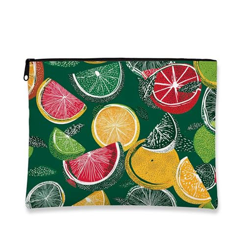 Zitronen-Make-up-Tasche, bunte Zitrusfrüchte-Reisetasche für Damen, Organizer mit Reißverschluss, Sommer-Festival, Kulturbeutel für Hautpflege, grün, 7x9 Inch, Zitrusfrüchte von Generic