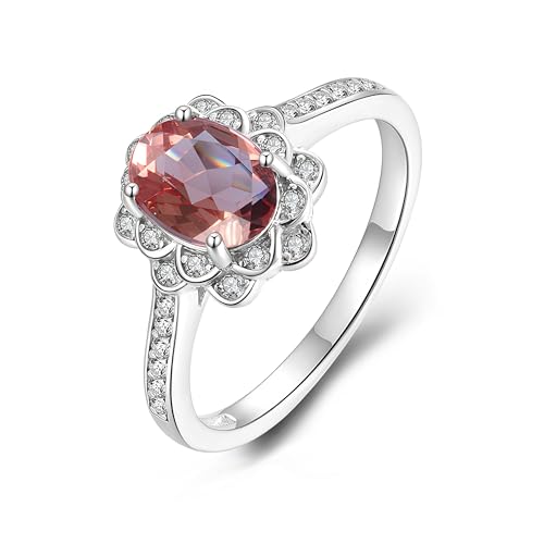 Zultanit Oval 8 * 6mm Sultanit Ring 925 Sterling Silber Farbwechsel Nano Diaspore Blume Edelstein Feinschmuck für Frau (10) von Generic
