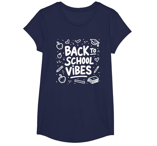 Zurück zu School Vibes T-Shirt, Girls, Marineblau, XS Zurück zu School Vibes T-Shirt, Girls, Marineblau, XS von Generic