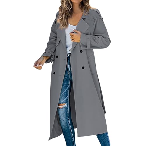 Zweireihiger Duster Trenchcoat für Damen Schmaler Maxi Langmantel in Voller Länge Geeignet für Frühlings und Herbstkleidung Zweireihiger Duster Trenchcoat für Damen Schmaler Maxi Langmantel in Voller Länge Geeignet für Frühlings und Herbstkleidung von Generic